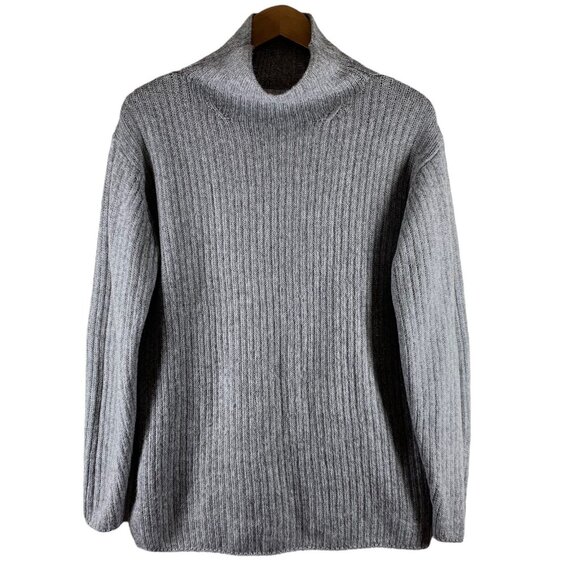 ELIZABETH and JAMES Ash Gray Minimalist Ribbed Knit Turtleneck Sweater Size S - Picture 2 of 7